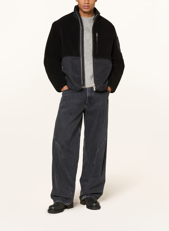 MOOSE KNUCKLES Teddyfell-jas in materiaalmix ZWART