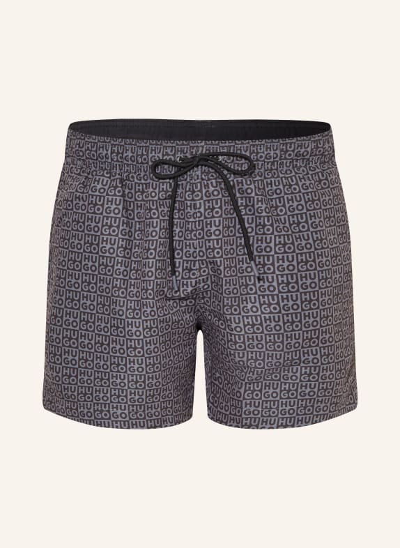 HUGO AARON swim shorts BLACK / GRAY