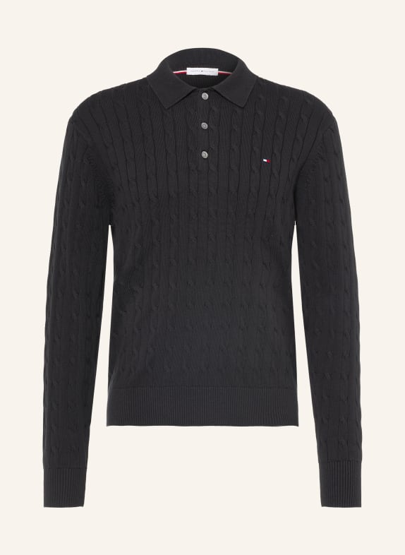 TOMMY HILFIGER Knitted polo shirt BLACK