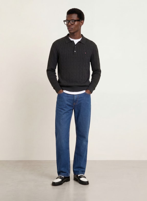 TOMMY HILFIGER Strick-Poloshirt SCHWARZ