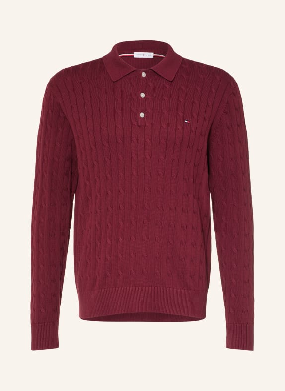 TOMMY HILFIGER Knitted polo shirt DARK RED