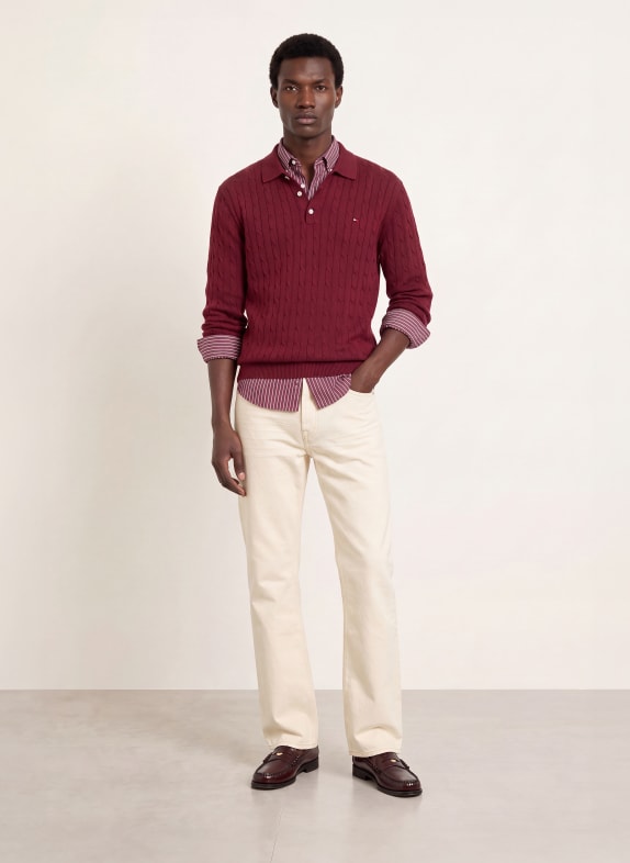TOMMY HILFIGER Gebreid poloshirt DONKERROOD