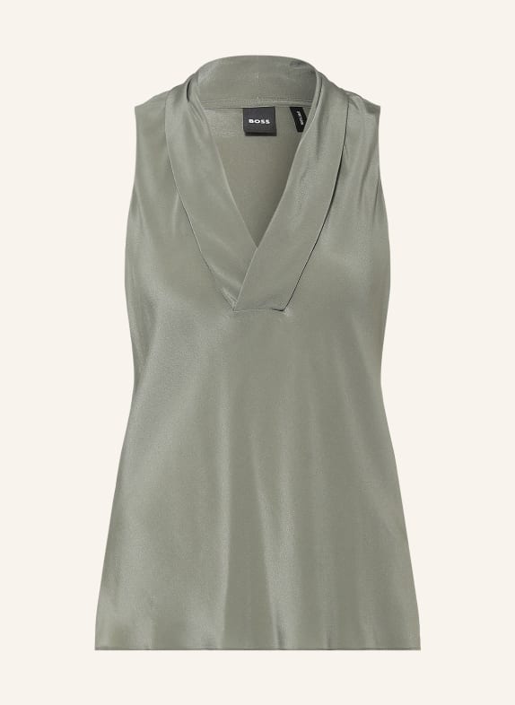 BOSS BOLARU silk blouse top GREEN