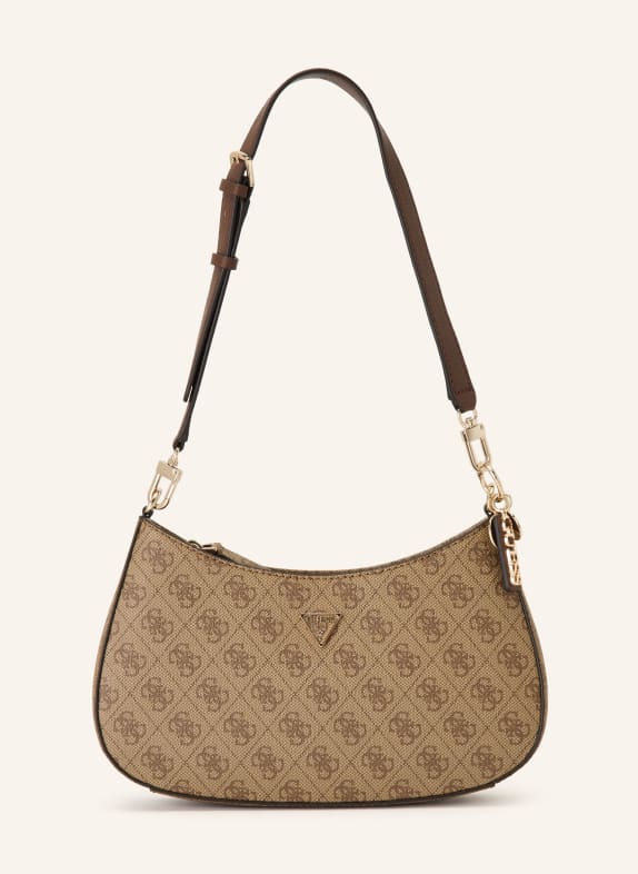 GUESS Schultertasche NOELLE TAUPE / GOLD / DUNKELGRAU