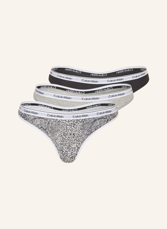 Calvin Klein 3-pack thongs ICON LOGO BLACK / LIGHT GRAY / WHITE