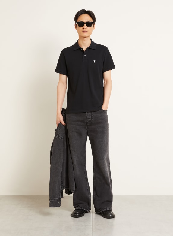 AMI PARIS Piqué poloshirt ZWART