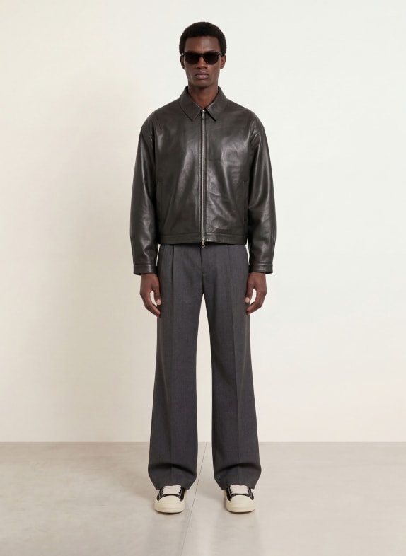 COLE BUXTON Leren jas MARRON FONCÉ
