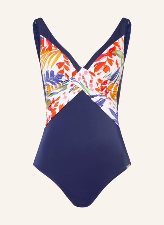 Charmline Maillot de bain PAINTED LEAVES BLEU FONCÉ / ORANGE / BLANC