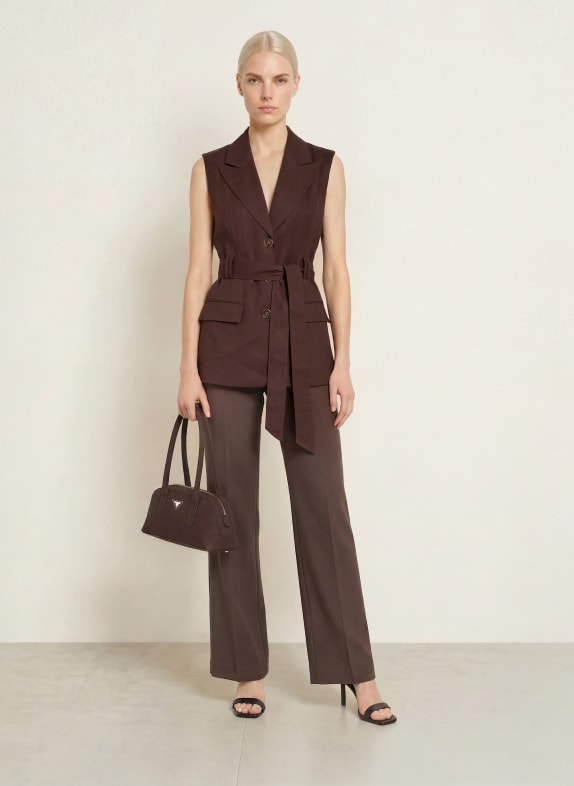GUESS CARLA-blazervest met linnen MARRON FONCÉ