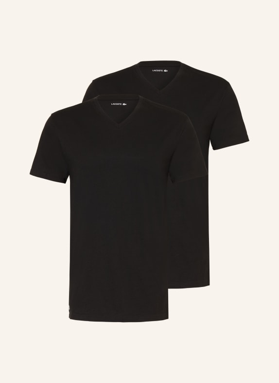 LACOSTE 2-Pack V-Neck Undershirts BLACK
