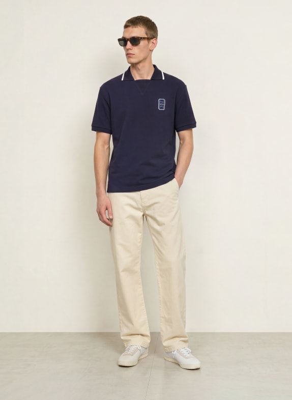 LACOSTE Tricou polo din țesătură piqué, croială largă ALBASTRU ÎNCHIS / ALB