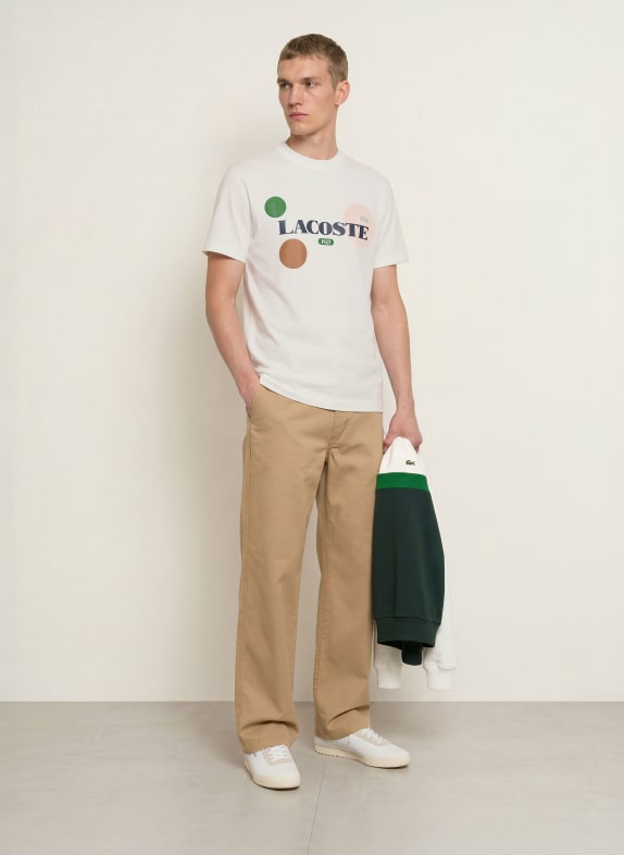 LACOSTE Tricou ALB / ROZ / VERDE ÎNCHIS