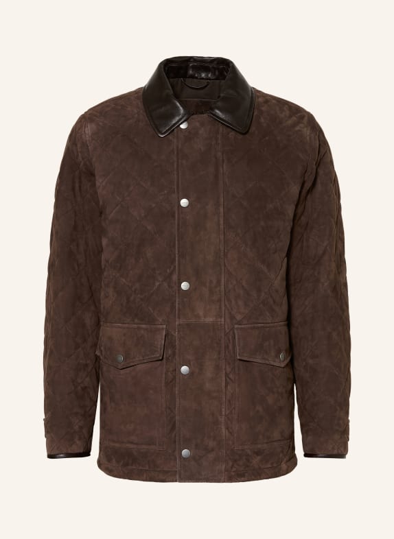 GANT Leather jacket DARK BROWN