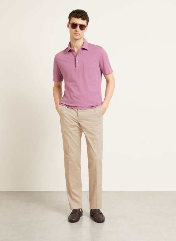 ZEGNA Piqué polokošile SVĚTLE FIALOVÁ