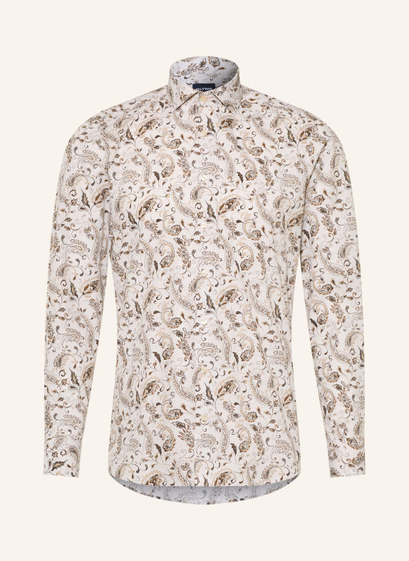 OLYMP Chemise Level Five coupe ajustée ÉCRU / MARRON FONCÉ / BEIGE