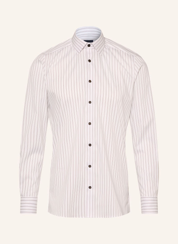 OLYMP Chemise Level Five coupe ajustée BLANC / MARRON FONCÉ