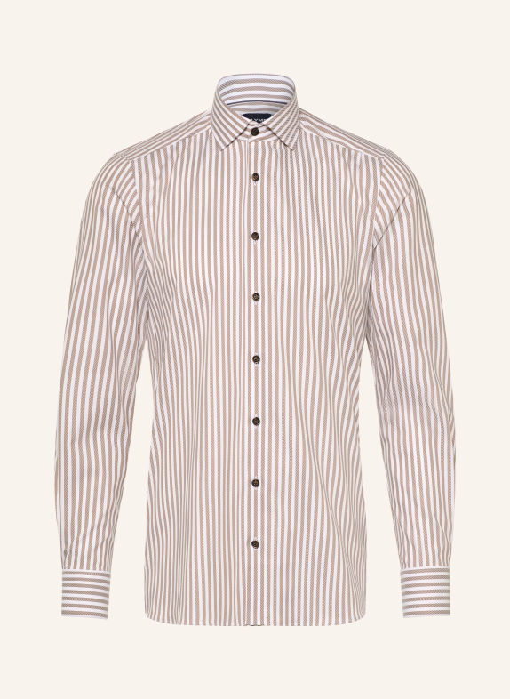 OLYMP Chemise Level Five body ajusté MARRON / BLANC