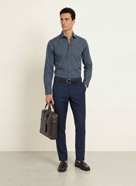 OLYMP Hemd Modern Fit DUNKELBLAU / WEISS