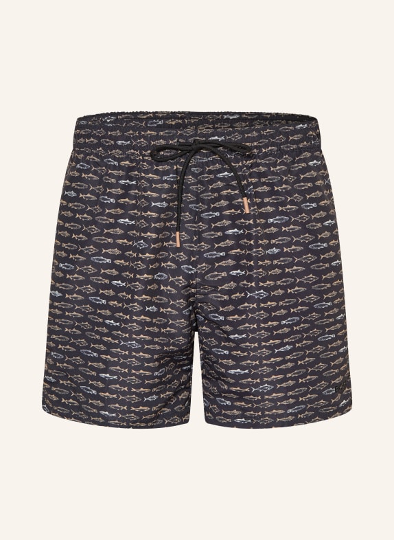 BOSS Zwemshort DANIO ZWART / BEIGE / WIT