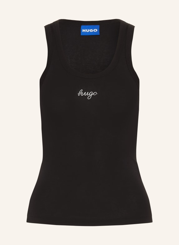 HUGO Top DAMATANK ZWART / WIT