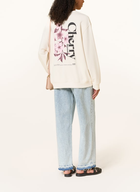 HUGO Sweatshirt CLASSIC ECRU / ROZE / ZWART