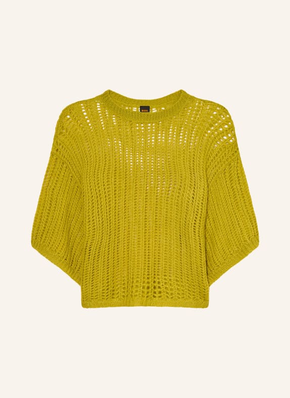 BOSS FRUG-trui met 3/4-mouwen en mohair LICHTGROEN