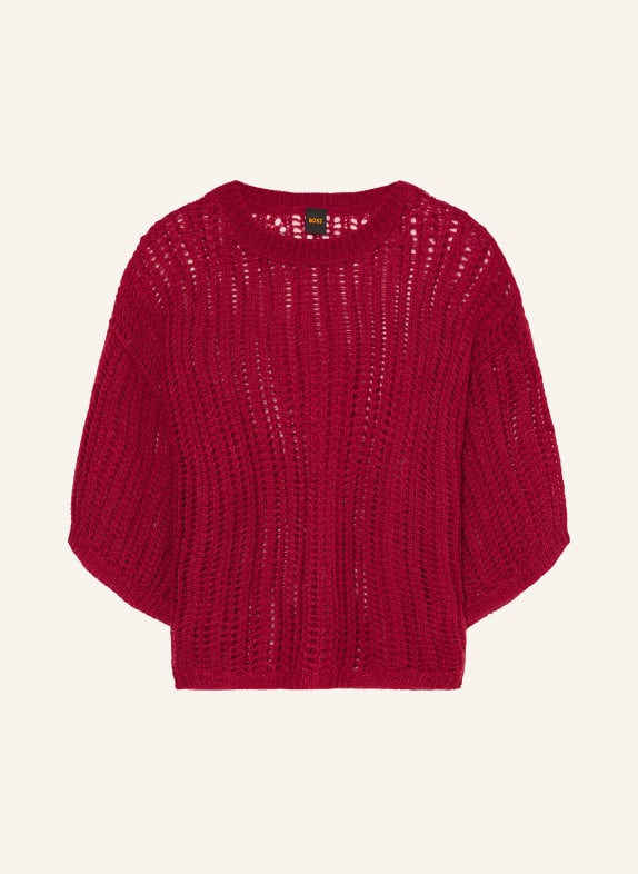BOSS Pull FRUG à manches 3/4 en mohair ROUGE FONCÉ