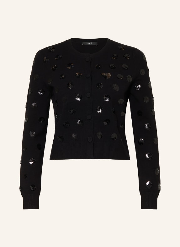 oui Strickjacke mit Pailletten SCHWARZ