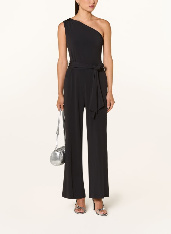 oui One-shoulder jumpsuit met afneembare sjaal ZWART