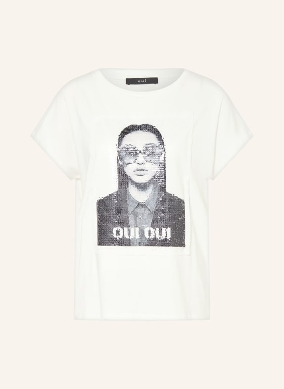 oui Tricou cu paiete ALB