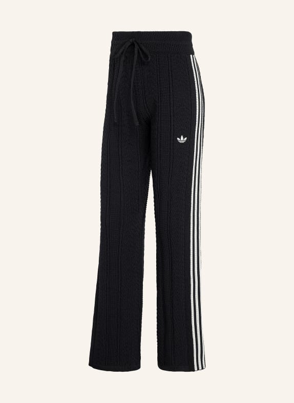 adidas Originals SST WIDE LEG Knit Pants with Braided Stripes BLACK / WHITE