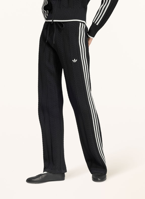 adidas Originals Gebreide broek SST WIDE LEG met galonstrepen ZWART / WIT