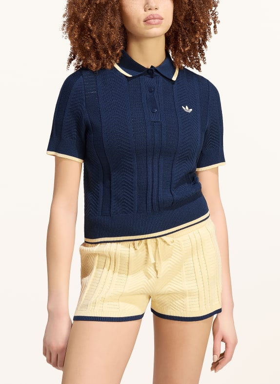 adidas Originals Gebreid poloshirt CABLE KNIT CALI DONKERBLAUW / WIT