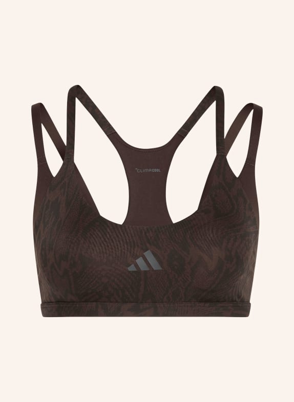 adidas Biustonosz sportowy OPTIMÉ WORKOUT SNAKE CIEMNOBRĄZOWY / CZARNY