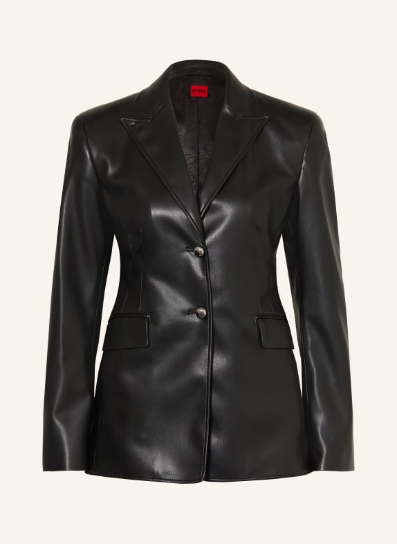 HUGO ASMALLA Leather-Look Blazer BLACK