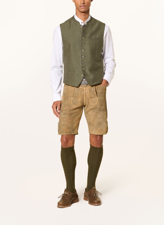 HIRSCHER Traditionele lederhose MOOSBURG BEIGE / LICHTBRUIN
