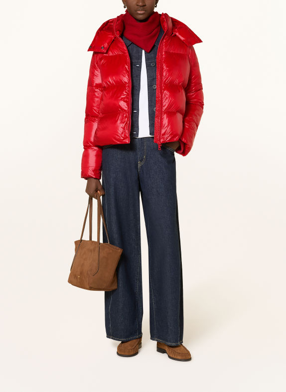 darling harbour Quilted jacket with removable hood RED