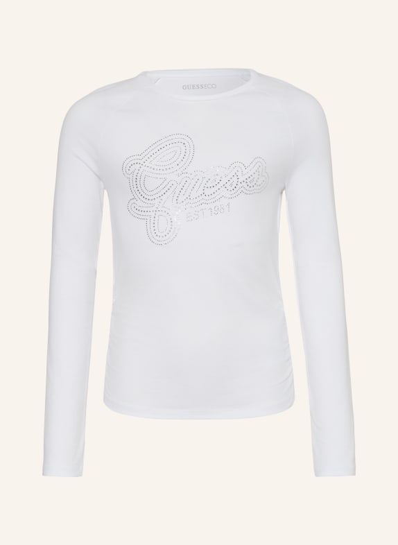 GUESS Longsleeve met sierstenen WIT