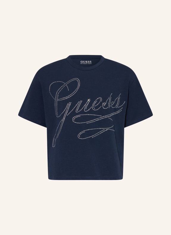 GUESS T-shirt med strass MÖRKBLÅ