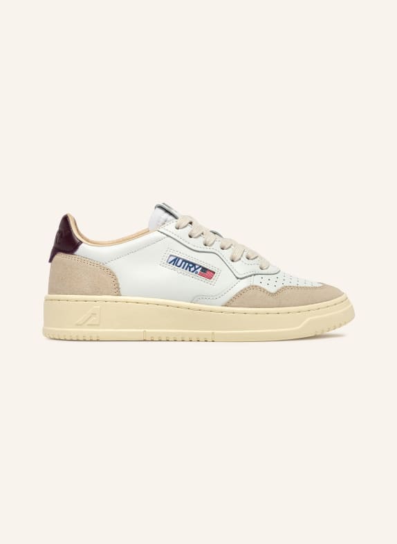 AUTRY Sneaker MEDALIST LOW LS WEISS / BEIGE / DUNKELLILA