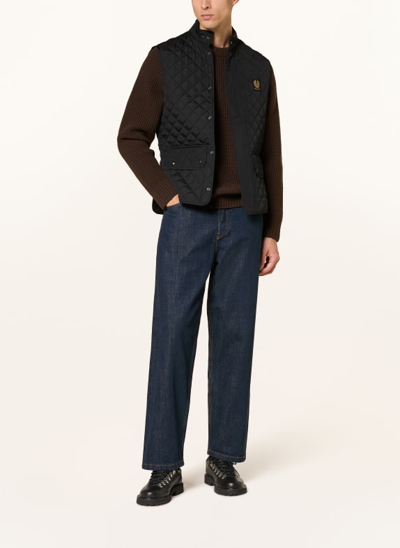 BELSTAFF Gewatteerd vest ICON ZWART / LICHTBRUIN