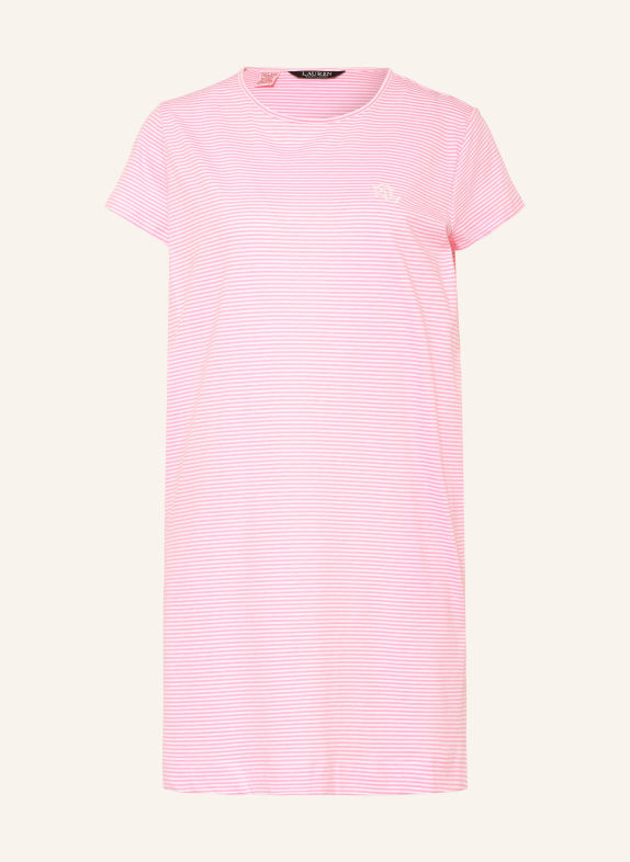 LAUREN RALPH LAUREN Nachthemd PINK / WEISS