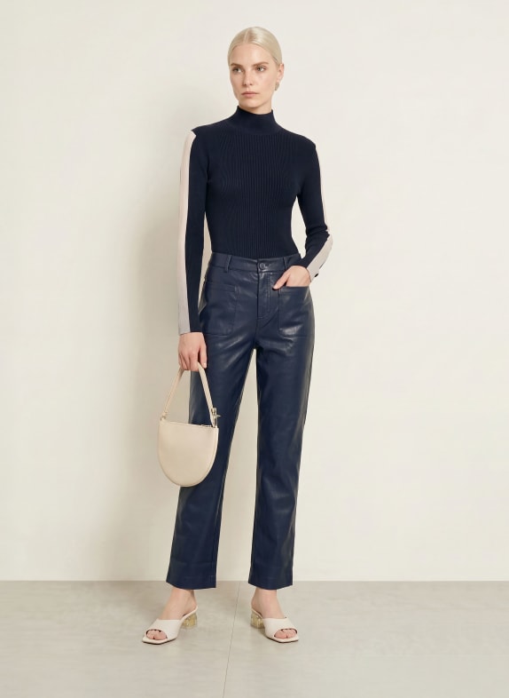 CATNOIR Broek met leerlook DONKERBLAUW