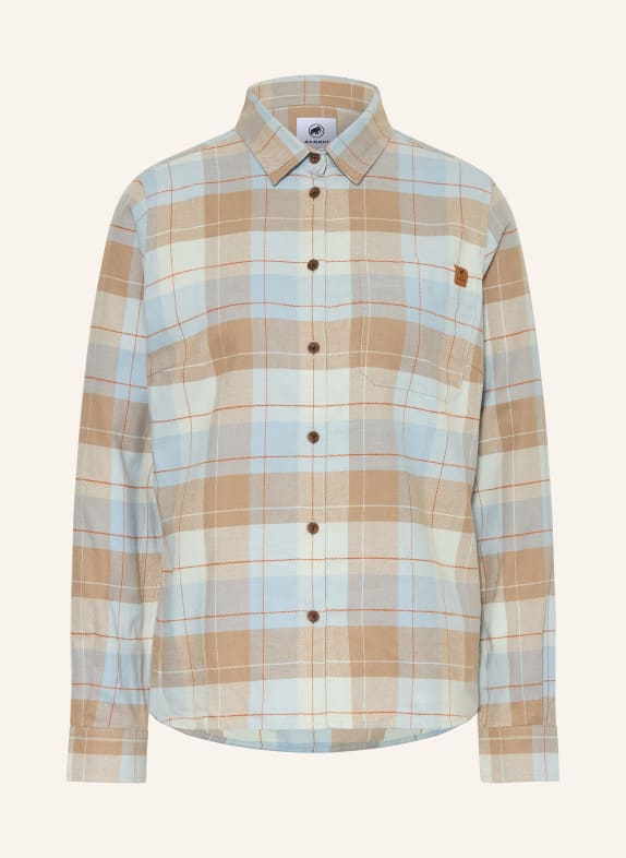 MAMMUT TROVAT-overhemdblouse van flanel LICHTBLAUW / ORANJE
