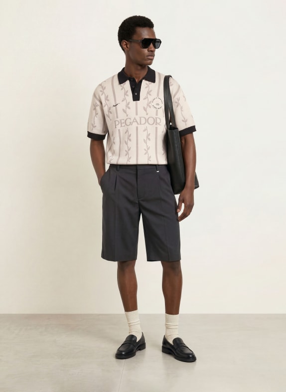 PEGADOR Gebreid poloshirt KINSALE CRÈME / TAUPE / ZWART