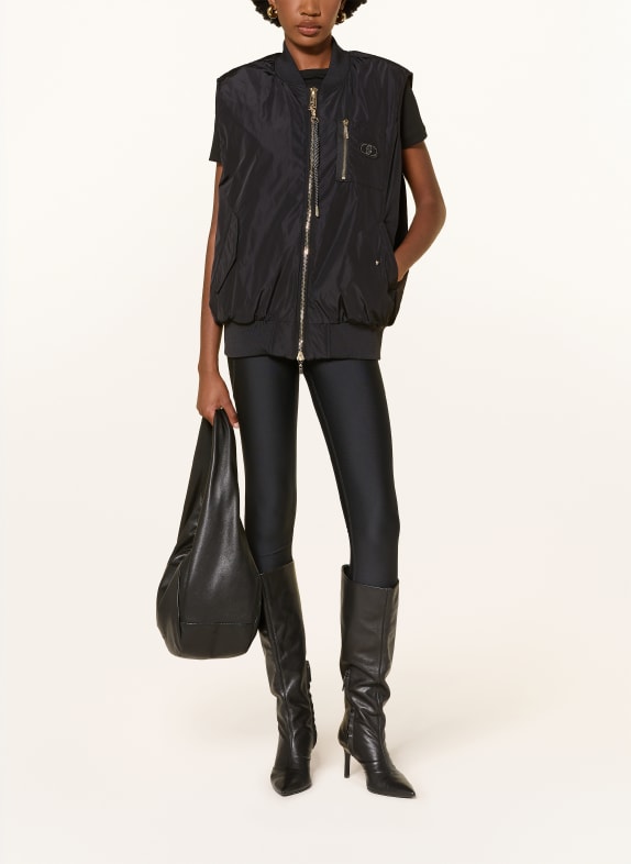 LIU JO Vest with gemstones BLACK