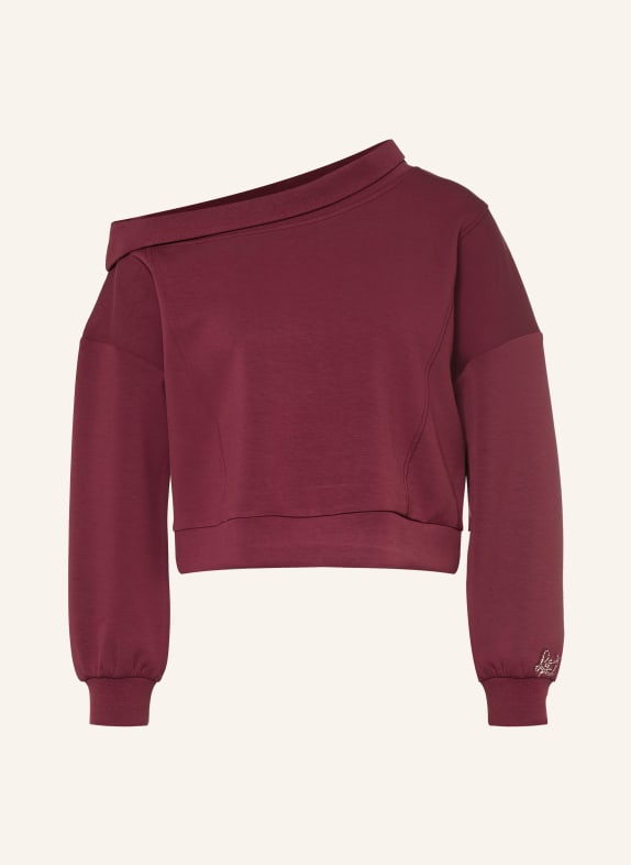 LIU JO Sweatshirt med bar axel och strass MÖRKRÖD