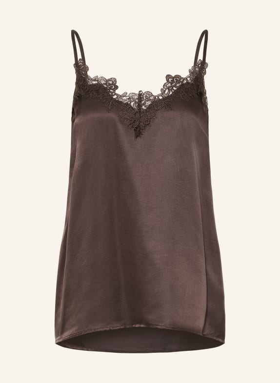CPH MUSE Haut en satin CMSILIA avec de la soie et de la dentelle MARRON FONCÉ