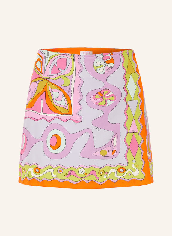 PUCCI Wickelrock aus Seide ORANGE / PINK / HELLBLAU
