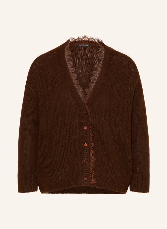 LUISA CERANO Vest van alpaca en kant MARRON FONCÉ